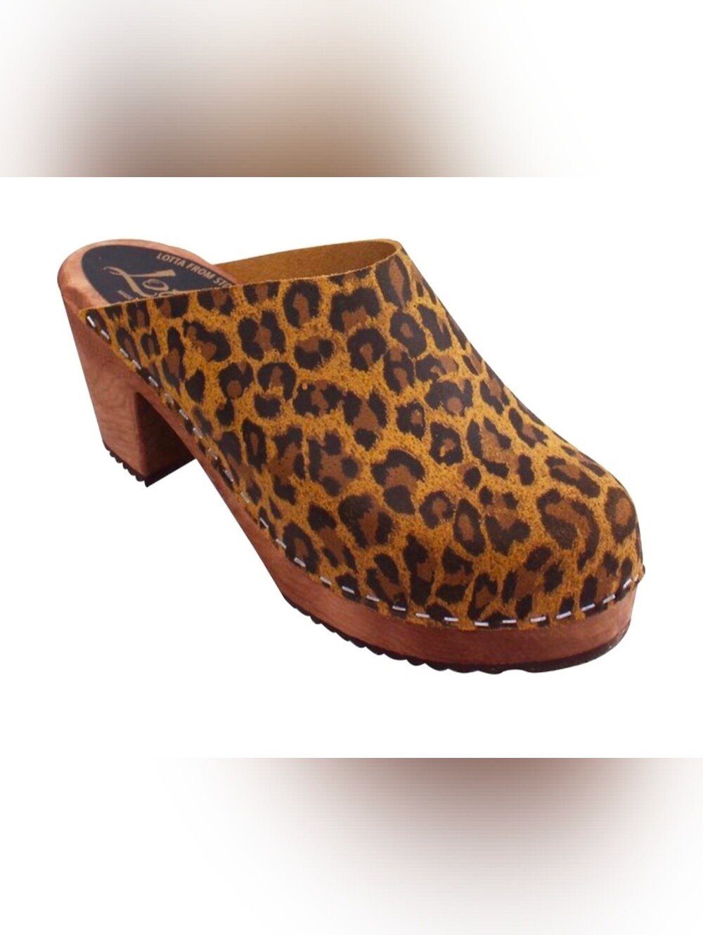 Lotta From Stockholm Swedish Clog Mule Leopard Animal Print Leather Size 38
